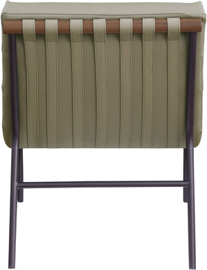 Meridian Furniture Burke Channel Tufted Vegan Leather Accent Chair with Stylish Base for Modern Living Room Seating Olive 416Olive