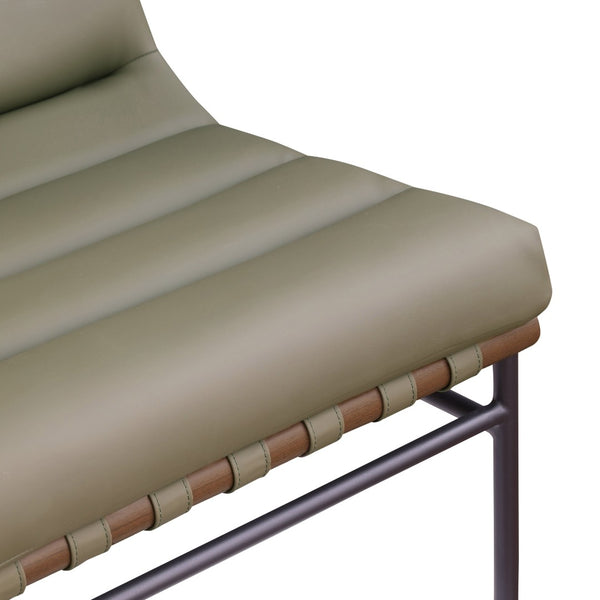 Meridian Furniture Burke Channel Tufted Vegan Leather Accent Chair with Stylish Base for Modern Living Room Seating Olive 416Olive