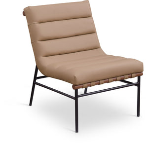 Meridian Furniture Burke Channel Tufted Vegan Leather Accent Chair with Stylish Base for Modern Living Room Seating Tan 416Tan