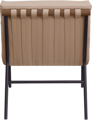 Meridian Furniture Burke Channel Tufted Vegan Leather Accent Chair with Stylish Base for Modern Living Room Seating Tan 416Tan