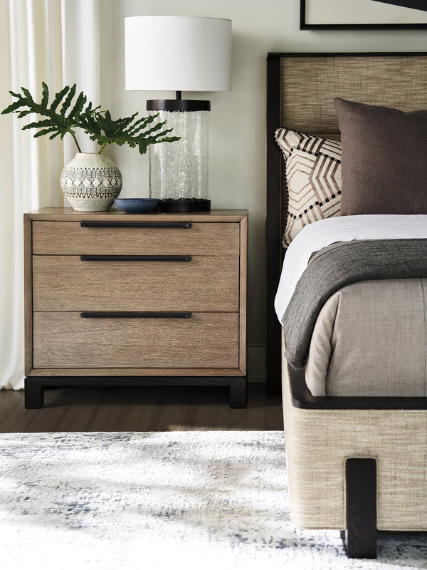 Lexington Rutledge Nightstand With 3 Soft-close Drawers In Warm Taupe Finish And Elegant Dark Umber Accents Senegal  416-621