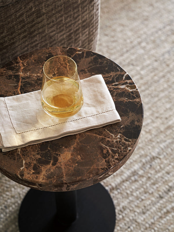 Lexington Kampala Round Accent Table - Elegant Dark Emperador Marble Top With Stylish Metal Pedestal Base Senegal  416-950