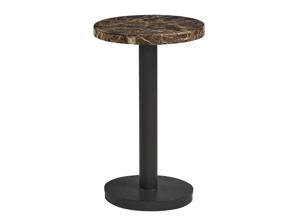 Lexington Kampala Round Accent Table - Elegant Dark Emperador Marble Top With Stylish Metal Pedestal Base Senegal  416-950
