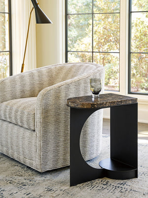 Lexington Novella Side Table - Elegant Dark Emperador Marble Top With Architectural Metal Base For Contemporary Style Senegal  416-959