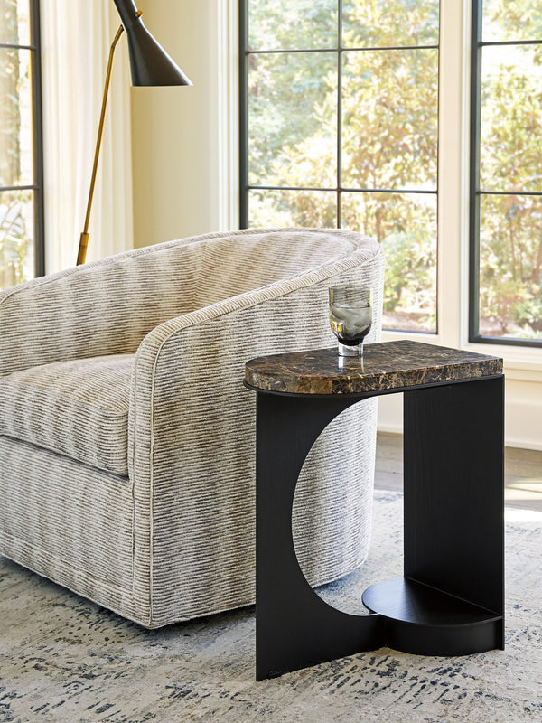 Lexington Novella Side Table - Elegant Dark Emperador Marble Top With Architectural Metal Base For Contemporary Style Senegal  416-959