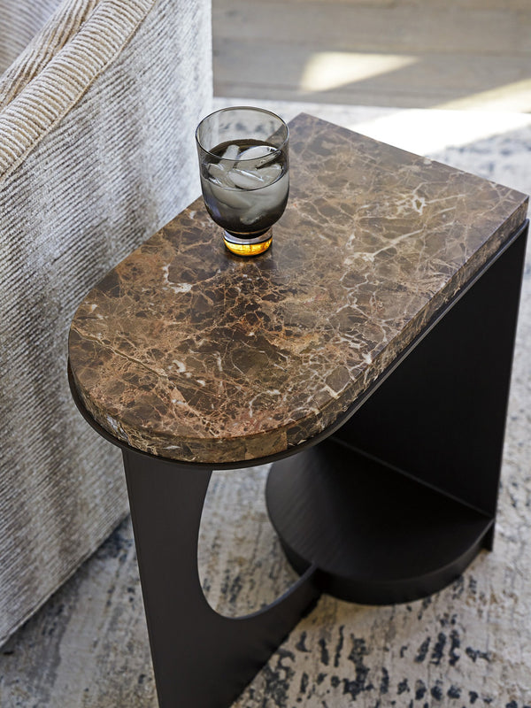 Lexington Novella Side Table - Elegant Dark Emperador Marble Top With Architectural Metal Base For Contemporary Style Senegal  416-959