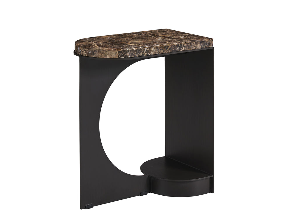 Lexington Novella Side Table - Elegant Dark Emperador Marble Top With Architectural Metal Base For Contemporary Style Senegal  416-959