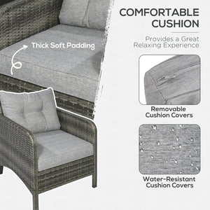 English Elm 5 Piece Pe Wicker Patio Lounge Set with Armchairs Ottomans and Glass Coffee Table T3971S00235