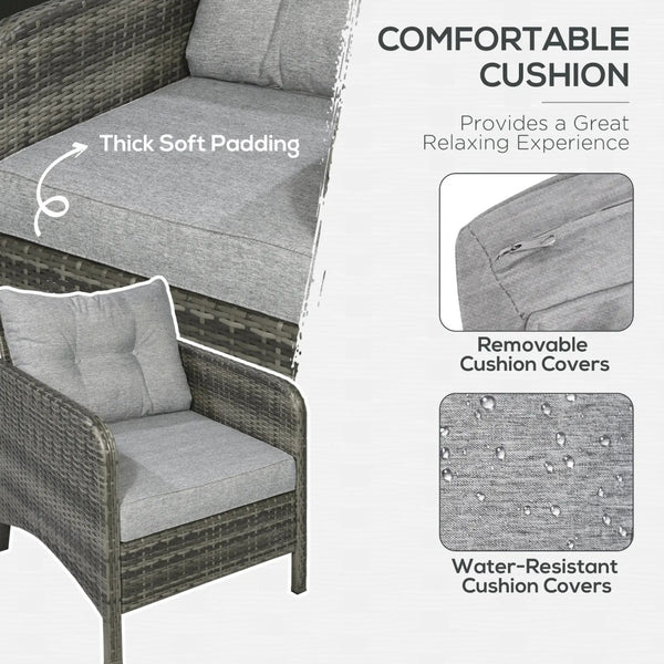 English Elm 5 Piece Pe Wicker Patio Lounge Set with Armchairs Ottomans and Glass Coffee Table T3971S00235