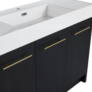 English Elm 48 Inch Freestanding Bathroom Vanity With Modern Resin Sink, Soft-Close Doors & Ample Storage Space W999S00180
