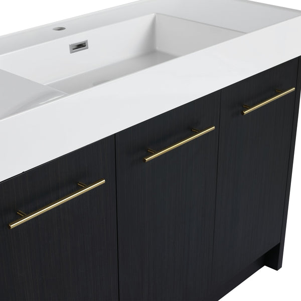 English Elm 48 Inch Freestanding Bathroom Vanity With Modern Resin Sink, Soft-Close Doors & Ample Storage Space W999S00180