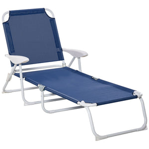 English Elm Outsunny Folding Chaise Lounge Chair - Adjustable 4-Position, Lightweight Metal Frame For Beach & Patio W2225P200778-GIGA