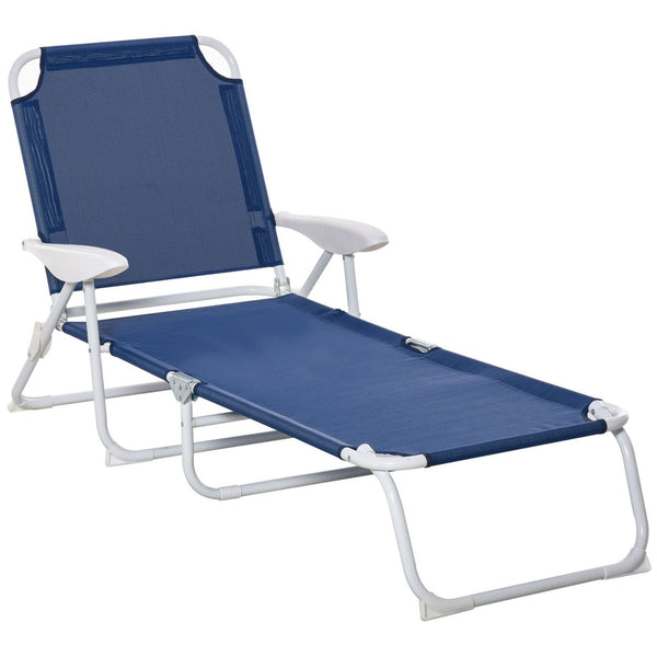 English Elm Outsunny Folding Chaise Lounge Chair - Adjustable 4-Position, Lightweight Metal Frame For Beach & Patio W2225P200778-GIGA