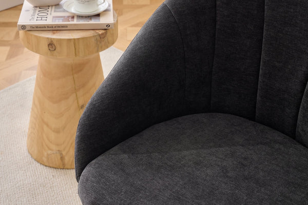 English Elm 068-chenille Swivel Accent Armchair Sculptural Curved Back Upholstered Living Room Seat Gray W527P438695