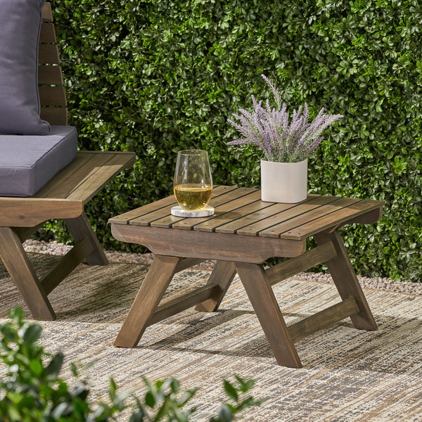 English Elm Christopher Knight Home® - SEDONA Acacia Wood Side Table with Open Slat Top for Outdoor Living Durable Weather-Resistant Accent Grey 23.75 L x 23.75 W x 7.25 H 63747.00DGRY