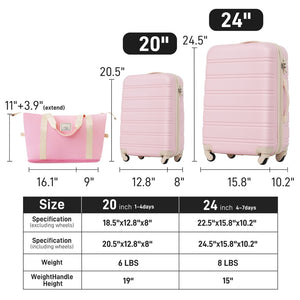 English Elm Hardshell Abs Spinner Luggage Set with Tsa Lock Carry on and Checked Suitcase Trio Light Pink PP309433AAU