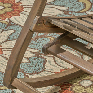 English Elm Christopher Knight Home® - Outdoor Acacia Wood Rocking Chair with Retractable Footrest, Durable Weather-Resistant Porch Patio Seating Comfortably Grey 63337.00GRY
