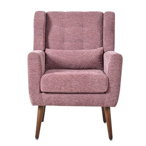 English Elm Modern Accent Chair Chenille Upholstered Ergonomic Lounge Armchair with Wood Legs and Pillow for Reading Comfort and Stylish Living Room Seating Dark Purple,Purple W1028P382741