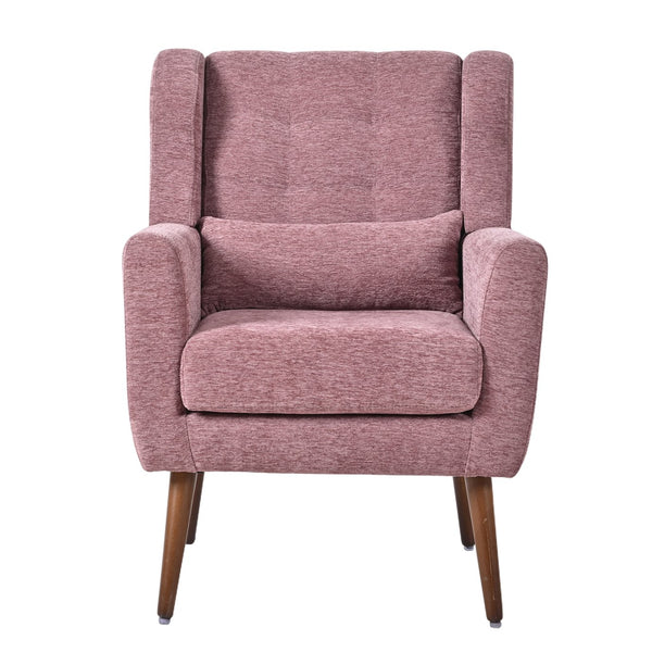 English Elm Modern Accent Chair Chenille Upholstered Ergonomic Lounge Armchair with Wood Legs and Pillow for Reading Comfort and Stylish Living Room Seating Dark Purple,Purple W1028P382741