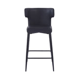 Christopher Knight Home® - Noble House - - 28Inch Counter Height Bar Stools Set Of 2, Modern Bar Upholstered Chairs With Pu Leather, Metal Footrest And Frame For Kitchen Island, Bar Table, Dining Room, Black