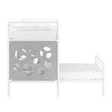 Devan Modern Contemporary 60" L-Shape Bunk Bed with Cut Out Panels - White/ Cool Grey