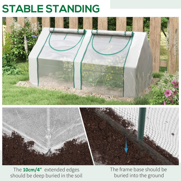 English Elm Outsunny Portable Outdoor Greenhouse Steel Frame Dual Pe Cover with Roll up Windows W2225P229275