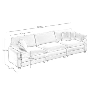 English Elm 3 Piece Oversized Sectional Sofa Set In Tan Corduroy - Comfortable Modular Design For Any Space W714S00707