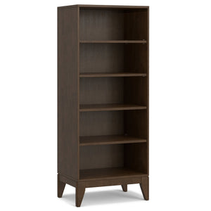 English Elm Harper Mid-Century 5-Shelf Bookcase in Walnut Brown – Solid Rubberwood, 4 Adjustable Shelves, 66" B136P238604