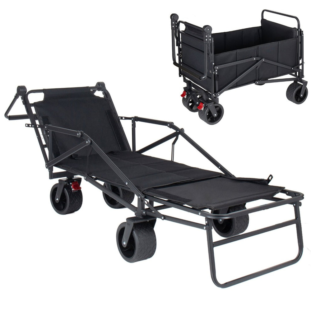 English Elm 2-in-1 Folding Wagon Chair with All-terrain Wheels Oxford Fabric 650lb Outdoor W2932P425338