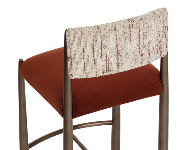 Sunpan BAYARD Barstool - Stylish Dark Bronze Frame with Two-Tone Terri Nutmeg & Meg Rust Upholstery Seat 112802