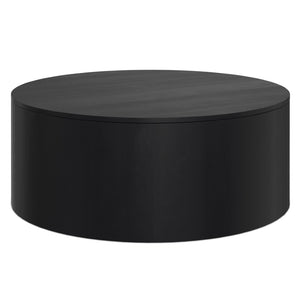 English Elm Millbury Solid Mango Wood Round Coffee Table Rustic Drum Design for Living Room Black B136P429088