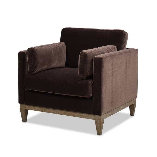 English Elm Jennifer Taylor Home - Knox 36" Modern Farmhouse Arm Chair - Luxurious Deep Brown Velvet For Stylish Comfort & Durability B2719P238326
