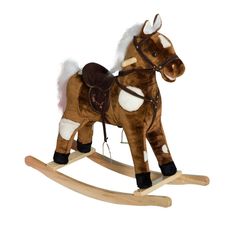 English Elm Qaba Plush Rocking Pony for Toddlers with Sound Effects and Padded Saddle Playroom Fun W2225P217689