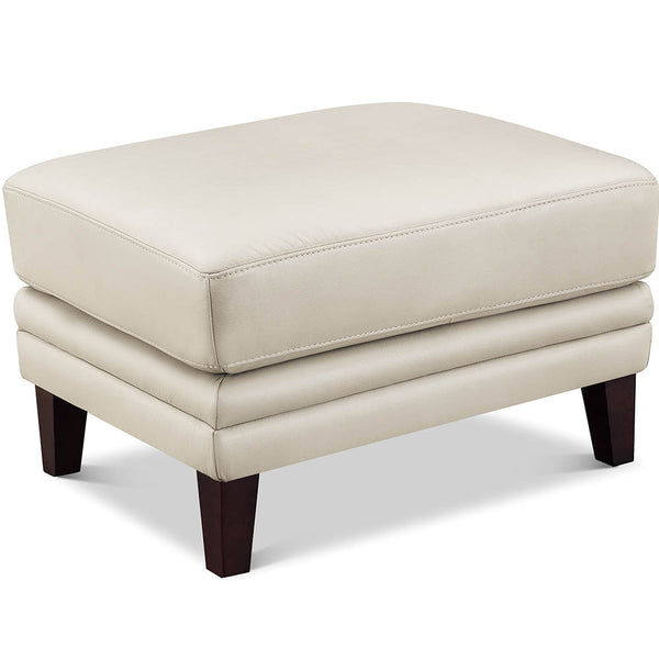 English Elm Westcott Leather Ottoman with Top-Grain Seating, Pocket Coil Comfort, Kiln-Dried Wood Frame for Durability Off White B2705P338116