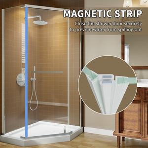 English Elm Corner Frameless Neo-angle Pivot Shower Enclosure with Tempered Glass and Sleek Hardware Brushed Nickel W637P348806