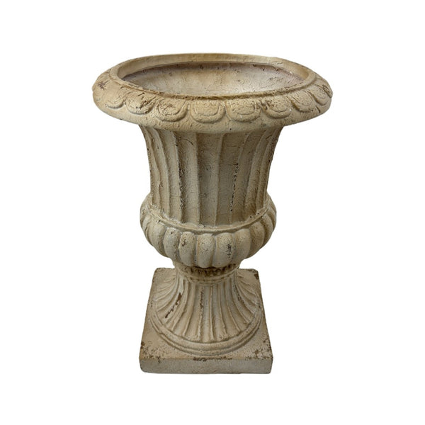 English Elm Mgo Outdoor Square Urn Planter Antique White Hand Painted Classical Patio Accent W5230P450591