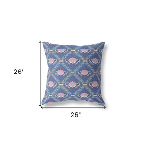 Homeroots 26" X 26" Purple And Pink Zippered Geometric Indoor Outdoor Throw Pillow   417458