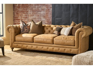 Universal Furniture Berkeley Sofa: Luxuriously Plush Comfort With Stylish Diamond Tufting And Modern Rolled Arms Design Brown 100% Leather 417501-1771-1-universal