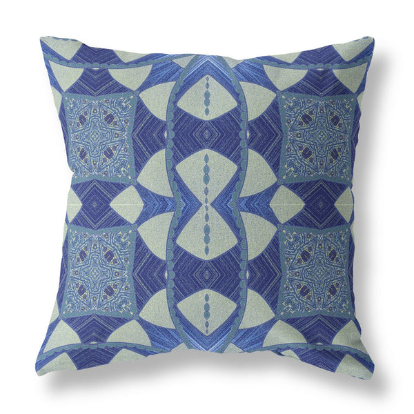 Homeroots 26" X 26" Dark Blue Zippered Geometric Indoor Outdoor Throw Pillow   417510