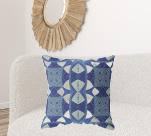 Homeroots 26" X 26" Dark Blue Zippered Geometric Indoor Outdoor Throw Pillow   417510