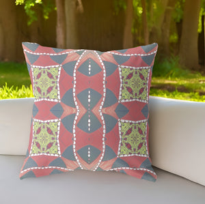 Homeroots 26"X26" Red Yellow Gray Zippered Broadcloth Geometric Throw Pillow   417546