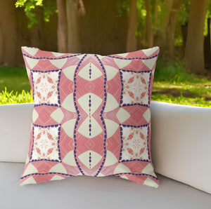 Homeroots 26"X26" Red Yellow White Zippered Broadcloth Geometric Throw Pillow   417550