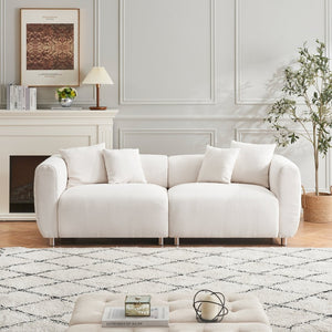 English Elm 89 Inch Lambswool Three Seater Sofa Solid Wood Frame with Metal Legs for Living Room W1658P328919