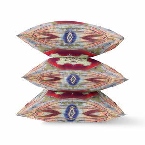 Homeroots 26"X26" Grey Green Magenta Red Zippered Broadcloth Geometric Throw Pillow   417582