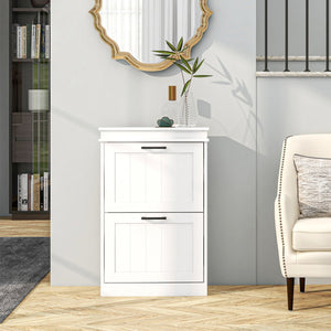English Elm Homcom Modern Shoe Cabinet With Adjustable Shelves, 2 Flip Drawers & Space-Saving Design For 10 Pairs W2225P229387