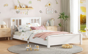 English Elm Twin Low Profile Floor Bed with Guardrails Pine Wood Frame Minimalist Bedroom White W1580P438797
