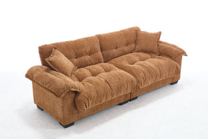 English Elm Casual 3-Seater Pleated Chenille Sofa In Vibrant Orange - Stylish Comfort For Modern Living Spaces W2100S00212