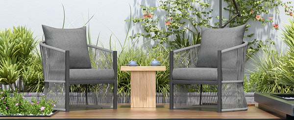 English Elm Christopher Knight Home® - [Set Of 2] Modern Gray Lounge Chairs With Curved Aluminum Frame & Cushions For Stylish Comfort Outdoors N767P237033G_2