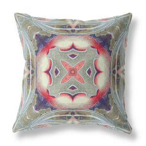 Homeroots 26"X26" Muted Green Indigo Hot Pink Zippered Broadcloth Geometric Throw Pillow   417615
