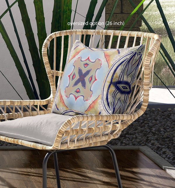 Homeroots 26"X26" Muted Green Orange Zippered Broadcloth Geometric Throw Pillow   417619